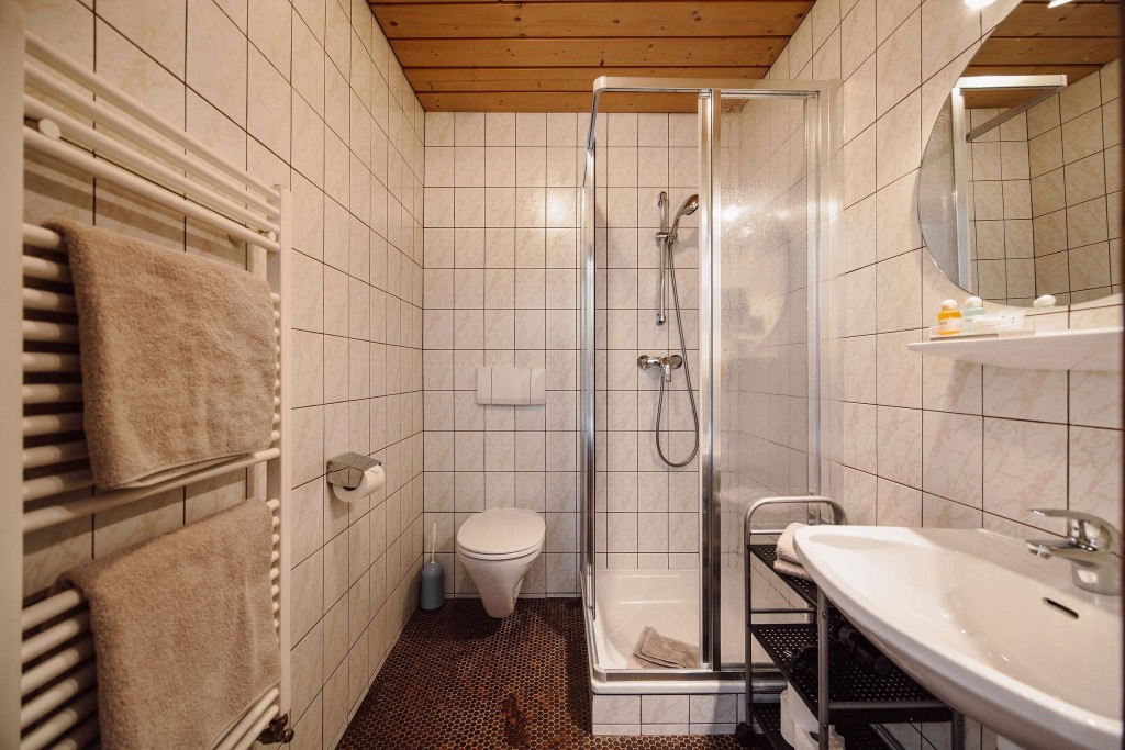 Badezimmer mit Dusche und WC